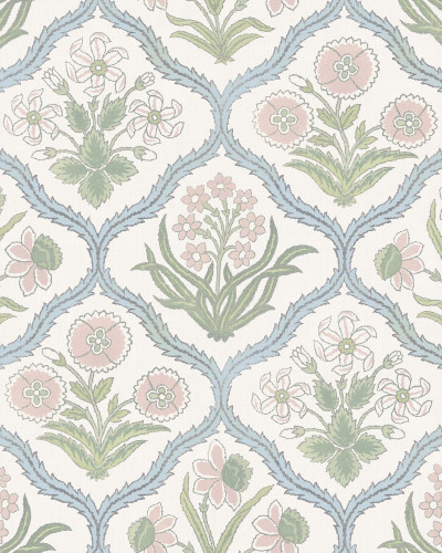 Tapet floral pastelat cu motive florale stilizate