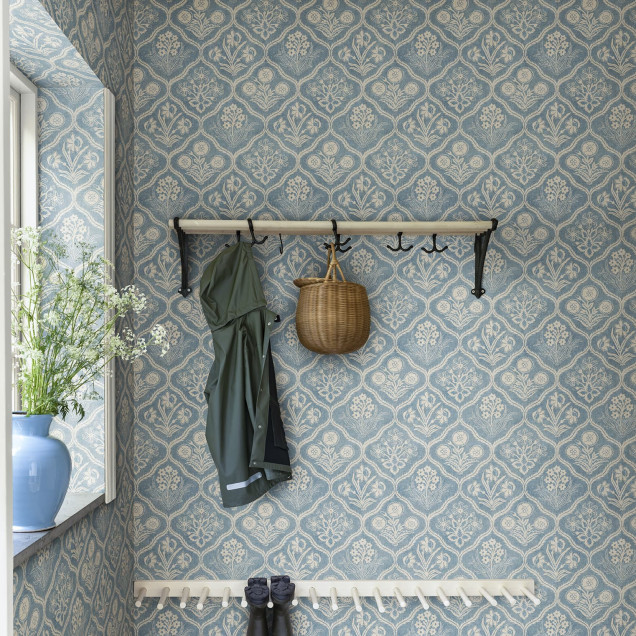 Tapet floral albastru cu design elegant