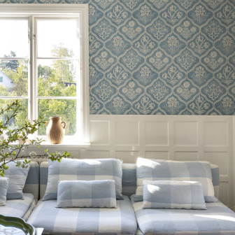 Tapet floral albastru cu design elegant