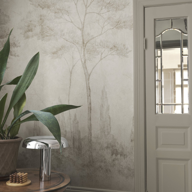 Tapet cu design elegant cu motive naturale în tonuri de bej