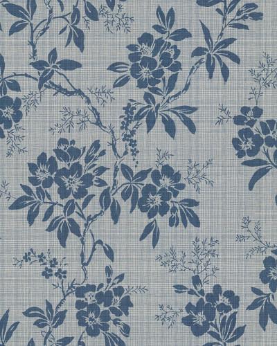 Tapet floral albastru, design interior elegant