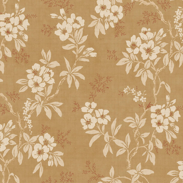 Tapet floral galben cu design delicat