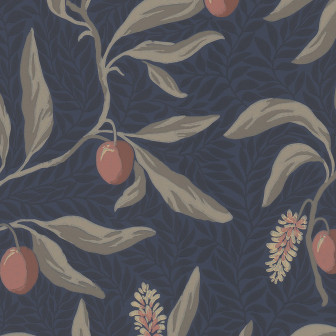 Tapet floral clasic albastru cu accente delicate într-o cameră amenajată