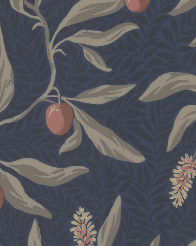 Tapet floral clasic albastru cu accente delicate într-o cameră amenajată