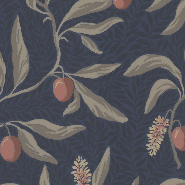 Tapet floral clasic albastru cu accente delicate într-o cameră amenajată