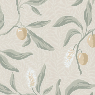 Tapet floral verde salvie cu design elegant în bucătărie