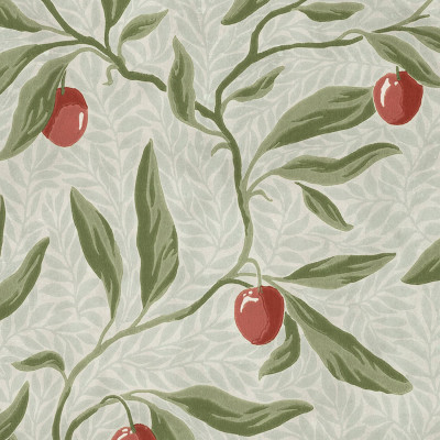 Tapet floral verde cu fructe roșii într-un interior modern