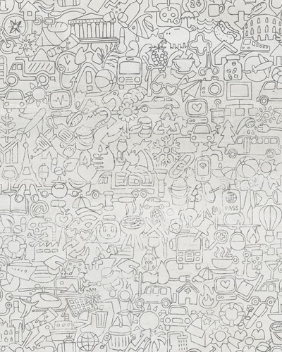 Tapet Ghirigori Alb, un design unic cu desene complicate si culori vibrante.
