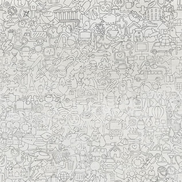 Tapet Ghirigori Alb, un design unic cu desene complicate si culori vibrante.