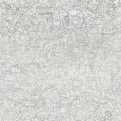 Tapet Ghirigori Alb, un design unic cu desene complicate si culori vibrante.