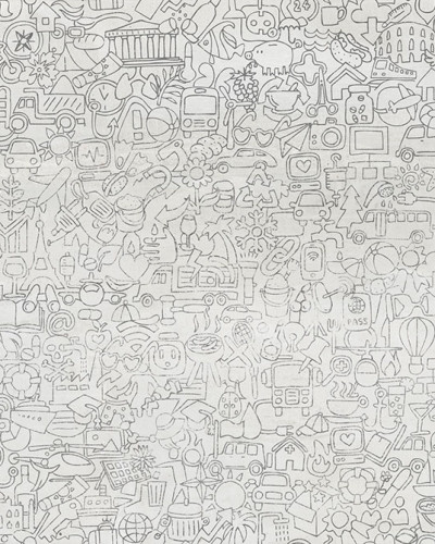 Tapet Ghirigori Alb, un design unic cu desene complicate si culori vibrante.
