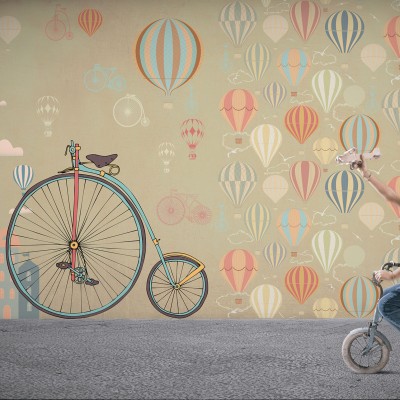 Mongolfieră, Pistachio -  cu baloane aerostatice colorate, biciclete retro și un strop de nostalgie.