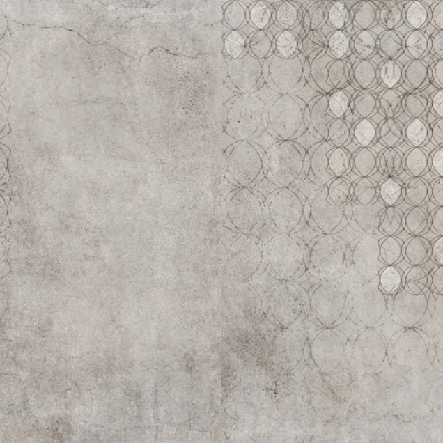 Tapet gri cu design minimalist "O" cu cercuri subtile.