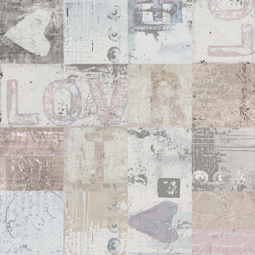 Tapet Love & Patch Beige, cu design abstract, in nuante neutre si textura delicata.