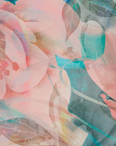 Tapet floral cu design modern, în culori pastelate.