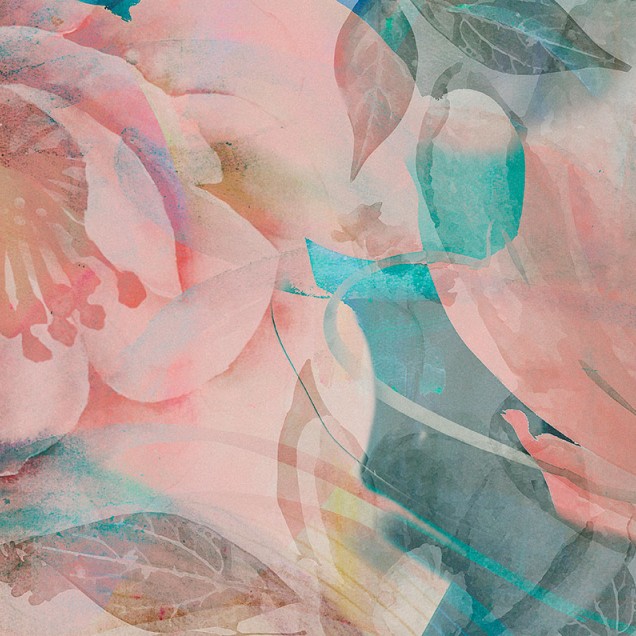 Tapet floral cu design modern, în culori pastelate.