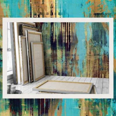 Tapet Affresco, Cobalt Blue, cu un design abstract, culori vibrante si o textura unica.