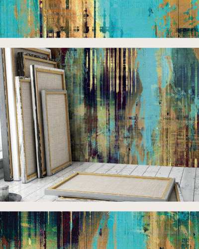 Tapet Affresco, Cobalt Blue, cu un design abstract, culori vibrante si o textura unica.