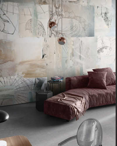 Tapet modern cu design geometric elegant, ideal pentru un living sau dormitor.