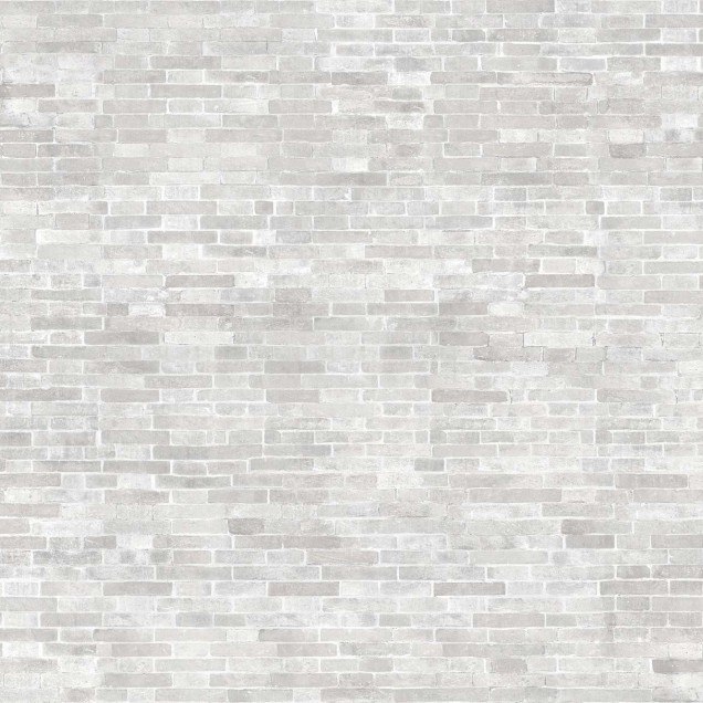 Fototapet cu textura de caramida alba, in baie, cu cada si decoruri moderne
