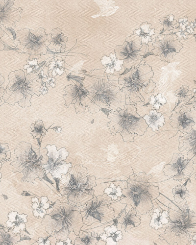 Tapet cu flori delicate si pasari intr-un design clasic.