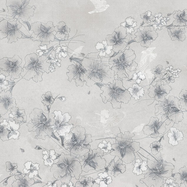 Tapet floral Birdflower, Grey A
