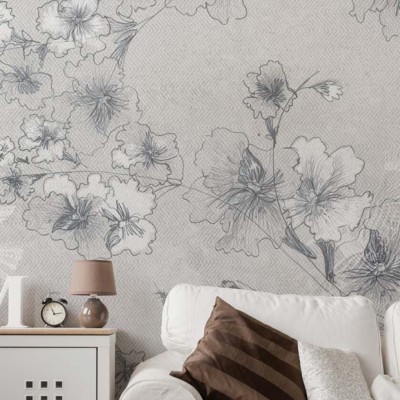 Tapet floral Birdflower, Grey A
