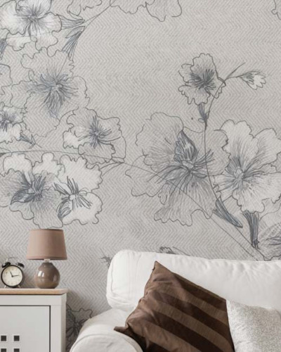 Tapet floral Birdflower, Grey A