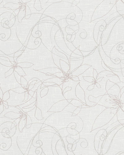 Tapet modern White Deco cu flori albe pe un fundal gri deschis
