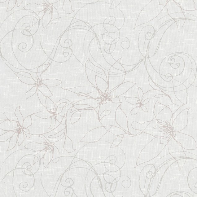 Tapet modern White Deco cu flori albe pe un fundal gri deschis