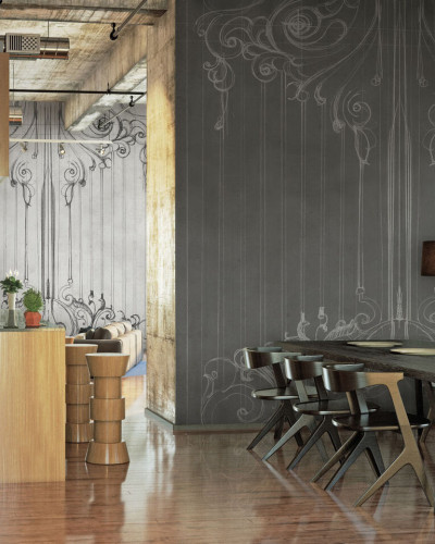 Tapet Corinto, Ivory Deco, cu un design modern, elegant, în tonuri de gri, pentru a crea o atmosferă relaxantă și primitoare.