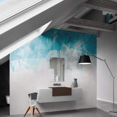 Tapet Net Blue cu design geometric abstract, albastru și alb