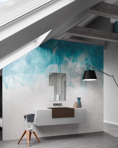 Tapet Net Blue cu design geometric abstract, albastru și alb