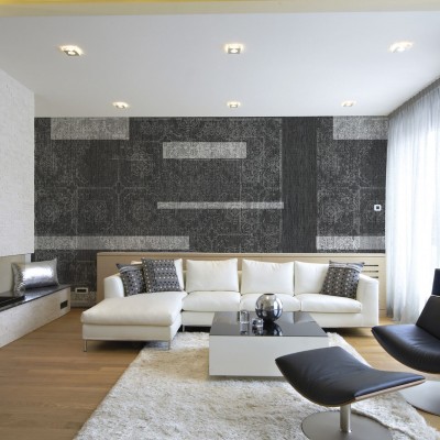 Tapet cu design modern geometric, model Carpet, culoare Negru