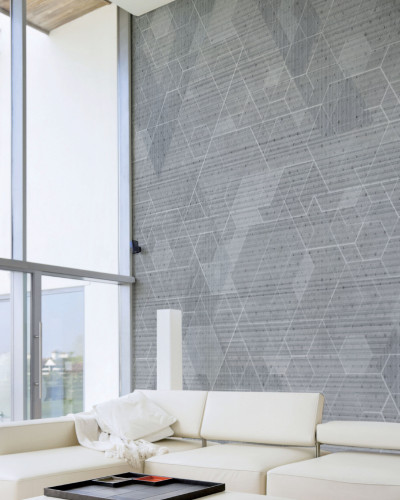 Tapet geometric modern gri cu design texturat