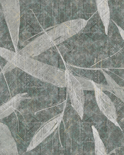 Tapet modern cu design abstract, Mayse, Aqua,  cu accente de gri și verde.