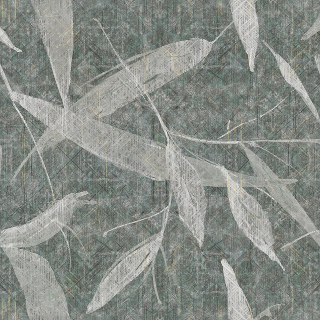 Tapet modern cu design abstract, Mayse, Aqua,  cu accente de gri și verde.