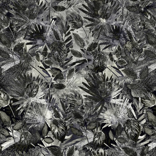 Tapet Indian Soul, Dark Grey cu design modern si elegant, cu un model unic al unor frunze in nuante de gri