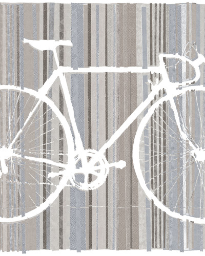 Tapet cu bicicletă albă pe un fundal cu dungi gri