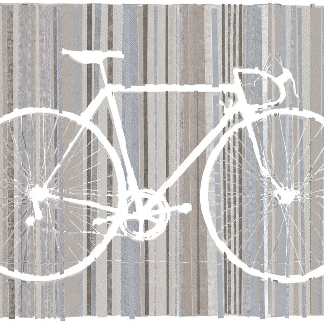 Tapet cu bicicletă albă pe un fundal cu dungi gri