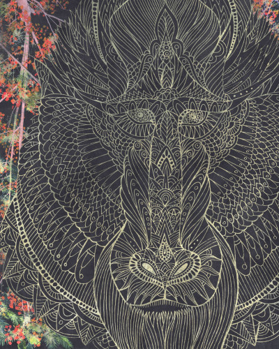 Tapet Baboon, Black cu model abstract inspirat din lumea animalelor