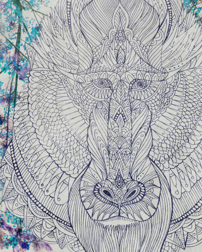 Tapet Baboon, Gri, cu un design floral modern