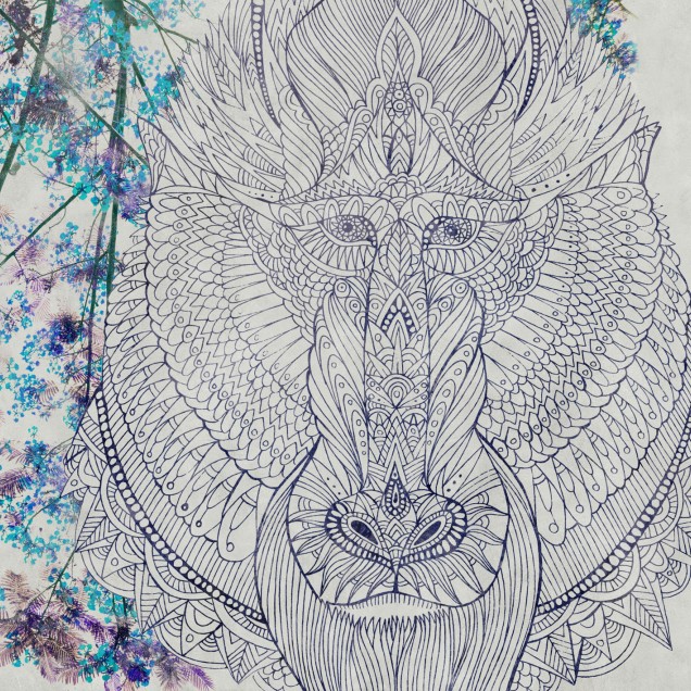Tapet Baboon, Gri, cu un design floral modern