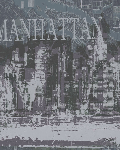 Tapet Manhattan, Negative, cu design abstract al orizontului Manhattan
