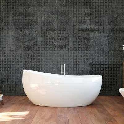 Tapet geometric modern pentru baie, cu un design elegant si sofisticat