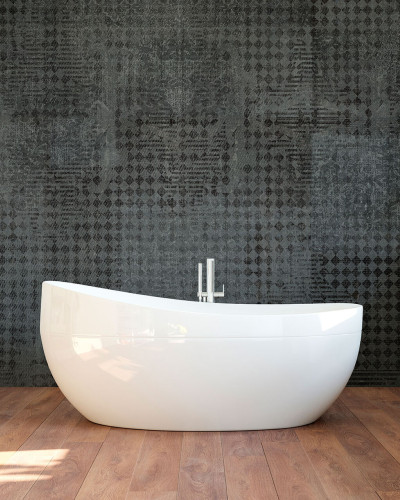 Tapet geometric modern pentru baie, cu un design elegant si sofisticat