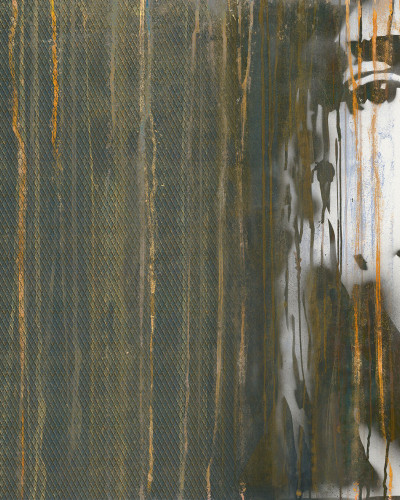 Tapet Grunge cu textura metalica si portret stenciled