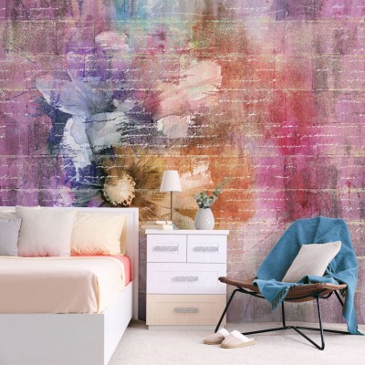 Tapet abstract cu floare, Chris, Colorful