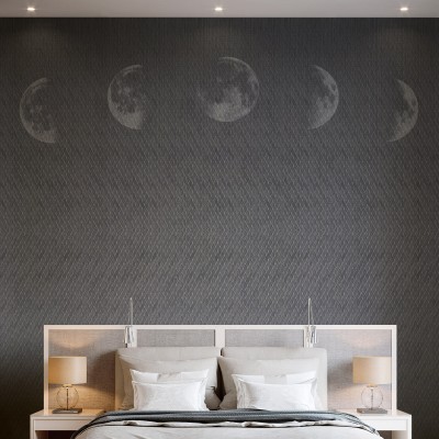 Tapet cu design modern Everglow, cu un model minimalist cu lună, perfect pentru dormitoare, livinguri sau holuri.