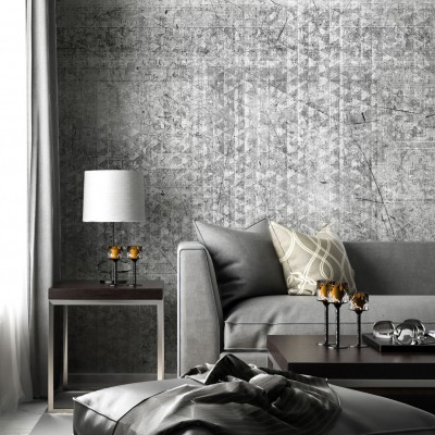 Tapet gri cu design geometric, Qamar